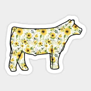 Watercolor Sunflower Show Steer Silhouette  - NOT FOR RESALE WITHOUT PERMISSION Sticker